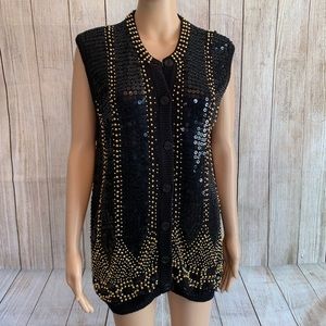 Vintage studded chunky sweater vest fall sweater